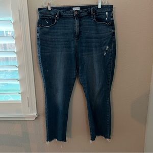 LOFT Women's Curvy High Waist Skinny Ankle Distress Jeans Size 18 34